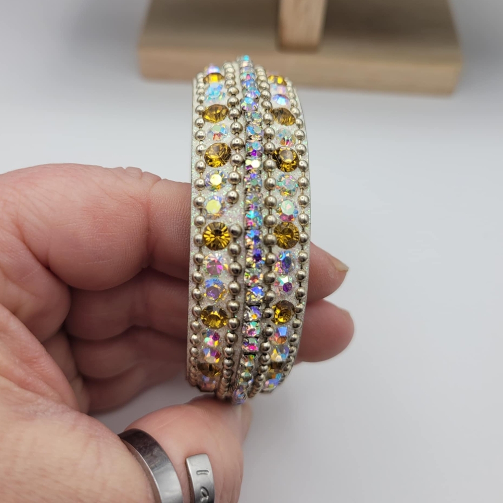 Gold and Silver Tone Crystal Bangle